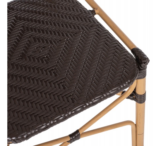 ΚΑΡΕΚΛΑ ΑΛΟΥΜΙΝΙΟΥ BAMBOO LOOK ΜΕ ΚΑΦΕ PE RATTAN HM5925.01 47x58x95Yεκ.