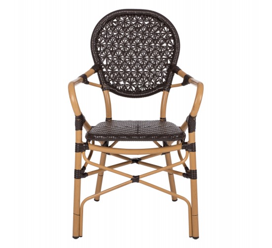 ΠΟΛΥΘΡΟΝΑ ΑΛΟΥΜΙΝΙΟΥ BAMBOO LOOK ΚΑΦΕ ΚΑΙ ΚΑΦΕ PE RATTAN HM5926.01 56x62x95Yεκ.