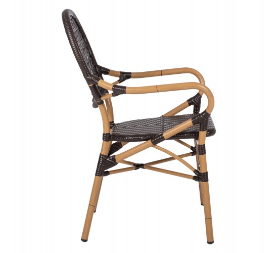 ΠΟΛΥΘΡΟΝΑ ΑΛΟΥΜΙΝΙΟΥ BAMBOO LOOK ΚΑΦΕ ΚΑΙ ΚΑΦΕ PE RATTAN HM5926.01 56x62x95Yεκ.