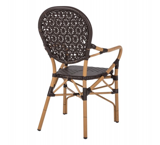 ΠΟΛΥΘΡΟΝΑ ΑΛΟΥΜΙΝΙΟΥ BAMBOO LOOK ΚΑΦΕ ΚΑΙ ΚΑΦΕ PE RATTAN HM5926.01 56x62x95Yεκ.