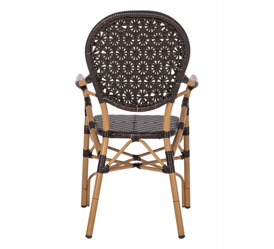 ΠΟΛΥΘΡΟΝΑ ΑΛΟΥΜΙΝΙΟΥ BAMBOO LOOK ΚΑΦΕ ΚΑΙ ΚΑΦΕ PE RATTAN HM5926.01 56x62x95Yεκ.