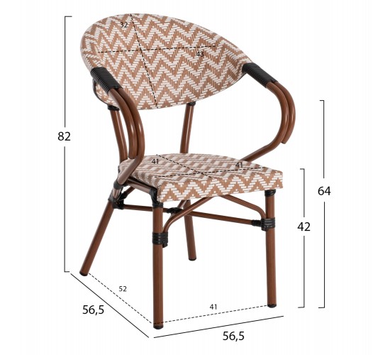 ΠΟΛΥΘΡΟΝΑ BAMBOO LOOK HM5861.02 ΚΑΦΕ-ΛΕΥΚΟ 59x56x82Yεκ.