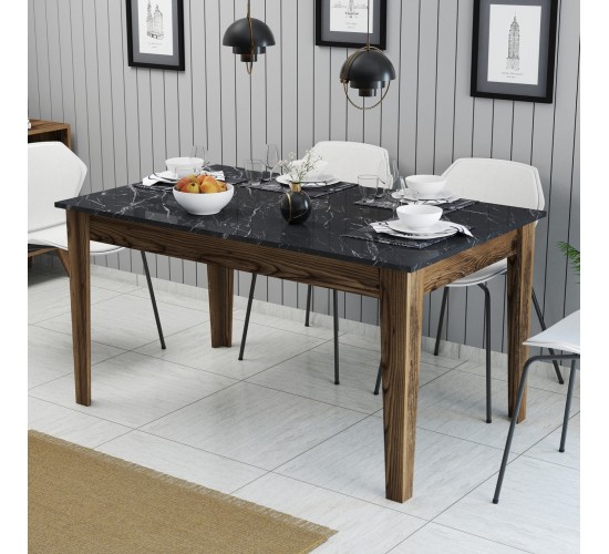 ΤΡΑΠΕΖΙ STANDARD HM9507.05 ΜΕΛΑΜΙΝΗ ΚΑΡΥΔΙ-ΜΑΥΡΟ ΜΑΡΜΑΡΟ ΜΕ ΑΠΟΘ.ΧΩΡΟ 145x88x75Yεκ.