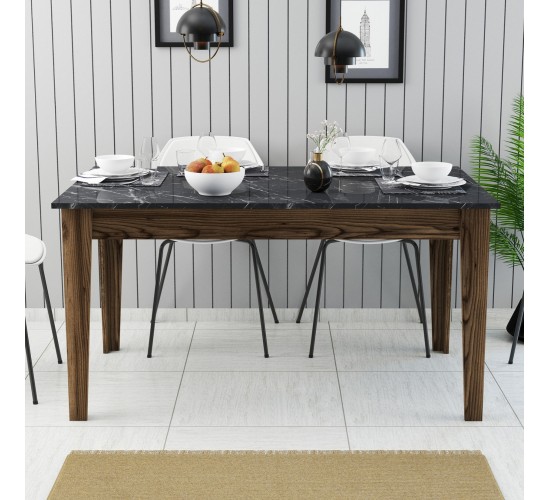 ΤΡΑΠΕΖΙ STANDARD HM9507.05 ΜΕΛΑΜΙΝΗ ΚΑΡΥΔΙ-ΜΑΥΡΟ ΜΑΡΜΑΡΟ ΜΕ ΑΠΟΘ.ΧΩΡΟ 145x88x75Yεκ.