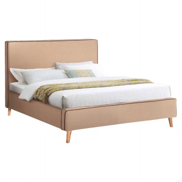 ΚΡΕΒΑΤΙ INDRA ΑΠΟ ΜΠΕΖ ΥΦΑΣΜΑ & ΚΑΦΕ ΡΕΛΙ HM662.02 ΓΙΑ ΣΤΡΩΜΑ 160x200 EK. Υπέρδιπλο