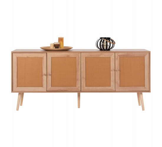 ΜΠΟΥΦΕΣ COLM HM9440.11 ΜΕΛΑΜΙΝΗΣ & ΣΥΝΘΕΤΙΚΟ RATTAN ΣΤΙΣ 4 ΠΟΡΤΕΣ 160x39,5x71Yεκ.