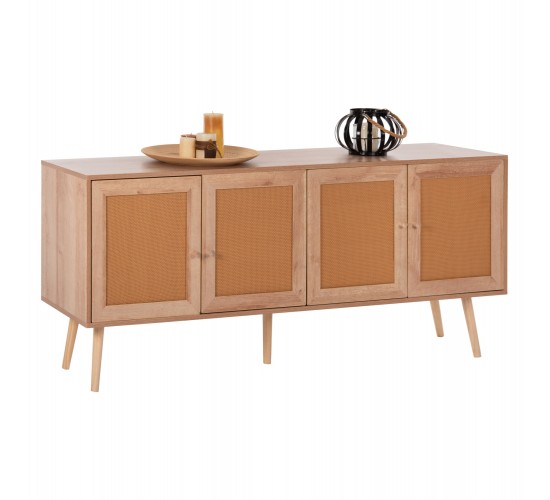 ΜΠΟΥΦΕΣ COLM HM9440.11 ΜΕΛΑΜΙΝΗΣ & ΣΥΝΘΕΤΙΚΟ RATTAN ΣΤΙΣ 4 ΠΟΡΤΕΣ 160x39,5x71Yεκ.