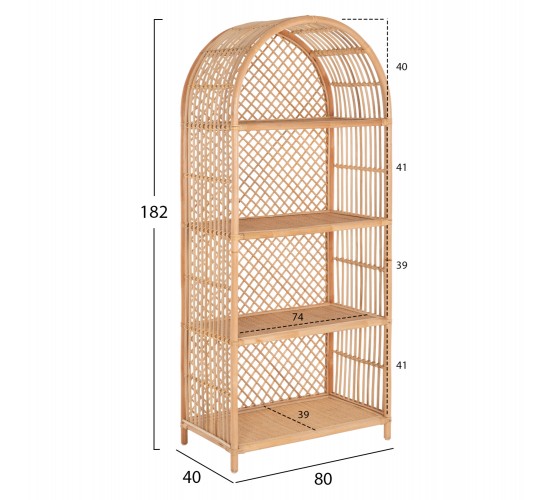 ΒΙΒΛΙΟΘΗΚΗ SIMOK HM9552 ΑΠΟ ΦΥΣΙΚΟ RATTAN ΣΕ ΦΥΣΙΚΟ ΧΡΩΜΑ 80x40x182Υεκ.