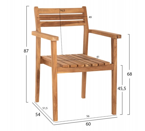 ΠΟΛΥΘΡΟΝΑ ERIETTA ΞΥΛΟ TEAK ΣΤΟΙΒΑΖΟΜΕΝΗ HM9534 ΣΕ ΦΥΣΙΚΟ ΧΡΩΜΑ 60x54x87Y εκ.