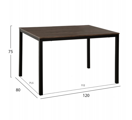 ΣΕΤ ΤΡΑΠΕΖΑΡΙΑΣ GOOSE 5ΤΜΧ HM9530.01 MDF ΚΑΡΥΔΙ-ΜΕΤΑΛΛΟ ΜΑΥΡΟ 120x80x75Yεκ.