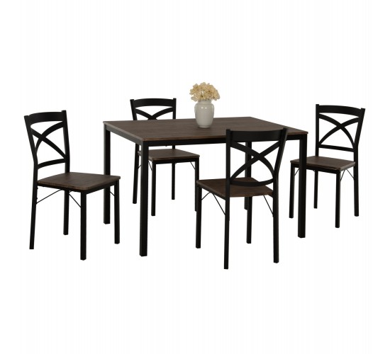 ΣΕΤ ΤΡΑΠΕΖΑΡΙΑΣ GOOSE 5ΤΜΧ HM9530.01 MDF ΚΑΡΥΔΙ-ΜΕΤΑΛΛΟ ΜΑΥΡΟ 120x80x75Yεκ.