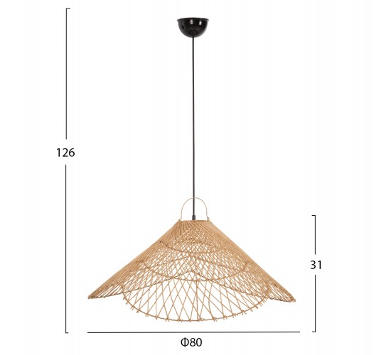 ΦΩΤΙΣΤΙΚΟ ΟΡΟΦΗΣ ΚΡΕΜΑΣΤΟ HM7879.02 RATTAN ΣΕ ΦΥΣΙΚΟ ΧΡΩΜΑ Φ80x31-40Υ εκ.