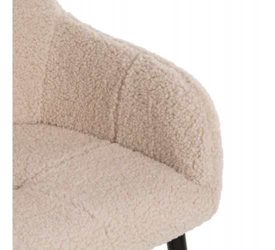 ΠΟΛΥΘΡΟΝΑ SHELLY HM8591.02 ΥΦΑΣΜΑ TEDDY ΛΕΥΚΟ-ΜΑΥΡΑ ΜΕΤΑΛΛΙΚΑ ΠΟΔΙΑ 57x55x87Yεκ.