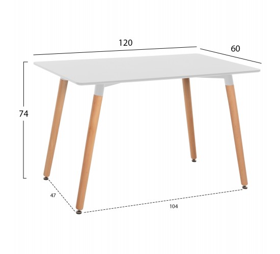 ΤΡΑΠΕΖΙ MINIMAL HM8581.01 ΛΕΥΚΟ MDF-ΠΟΔΙΑ ΟΞΙΑ ΣΕ ΦΥΣΙΚΟ ΧΡΩΜΑ- 120Χ60X74Υεκ.
