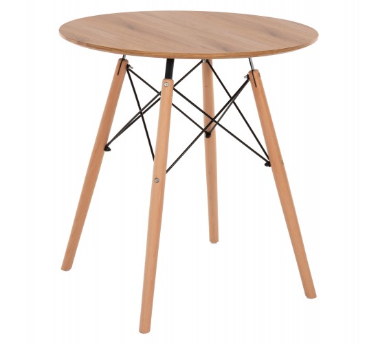 ΤΡΑΠΕΖΙ MINIMAL ΣΤΡΟΓΓΥΛΟ HM0059.04 MDF ΣΕ ΦΥΣΙΚΟ-ΠΟΔΙΑ ΟΞΙΑΣ ΦΥΣΙΚΟ Φ80Χ72Υεκ.