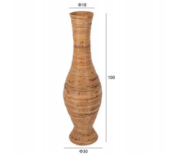 ΔΙΑΚΟΣΜΗΤΙΚΟ ΒΑΖΟ ΔΑΠΕΔΟΥ HM7852 RATTAN ΣΕ ΦΥΣΙΚΟ Φ30x100Yεκ.
