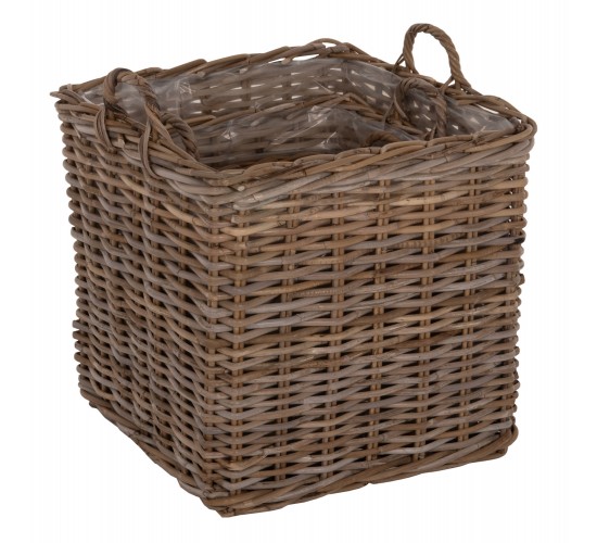ΣΕΤ ΔΙΑΚΟΣΜΗΤΙΚΑ ΚΑΛΑΘΙΑ KATER HM9657 4ΤΜΧ ΑΠΟ KUBU RATTAN ΣΕ ΓΚΡΙ 52x52x50-57Υεκ.