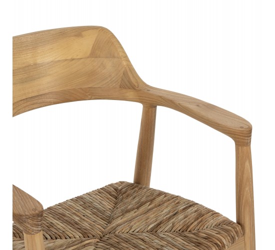 ΠΟΛΥΘΡΟΝΑ KINGSLEY HM9634.01 ΞΥΛΟ TEAK & ΨΑΘΑ ΣΕ ΦΥΣΙΚΟ ΧΡΩΜΑ 57,5x54x80Yεκ.