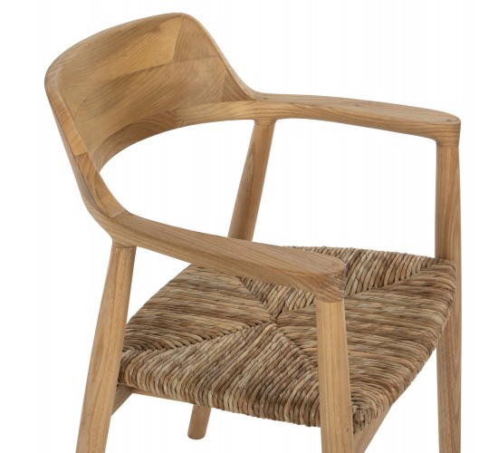 ΠΟΛΥΘΡΟΝΑ KINGSLEY HM9634.01 ΞΥΛΟ TEAK & ΨΑΘΑ ΣΕ ΦΥΣΙΚΟ ΧΡΩΜΑ 57,5x54x80Yεκ.
