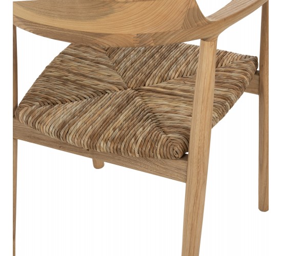 ΠΟΛΥΘΡΟΝΑ KINGSLEY HM9634.01 ΞΥΛΟ TEAK & ΨΑΘΑ ΣΕ ΦΥΣΙΚΟ ΧΡΩΜΑ 57,5x54x80Yεκ.