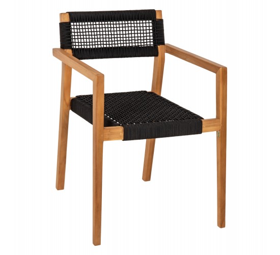 ΠΟΛΥΘΡΟΝΑ CHARLOTTE HM9637.02 ΞΥΛΟ TEAK ΦΥΣΙΚΟ & ΜΑΥΡΟ ΣΧΟΙΝΙ 59x54x83Y εκ.