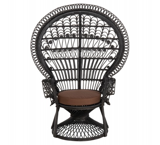 ΠΟΛΥΘΡΟΝΑ ROYAL PEACOCK HM9342.03 RATTAN ΜΑΥΡΟ-ΜΑΞΙΛΑΡΙ ΚΑΦΕ 114x72x150Yεκ.