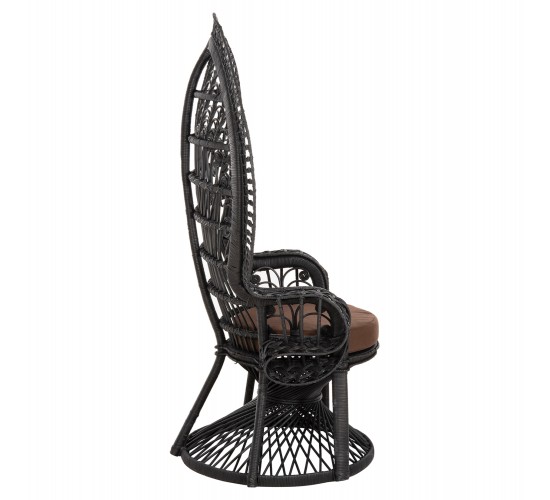 ΠΟΛΥΘΡΟΝΑ ROYAL PEACOCK HM9342.03 RATTAN ΜΑΥΡΟ-ΜΑΞΙΛΑΡΙ ΚΑΦΕ 114x72x150Yεκ.