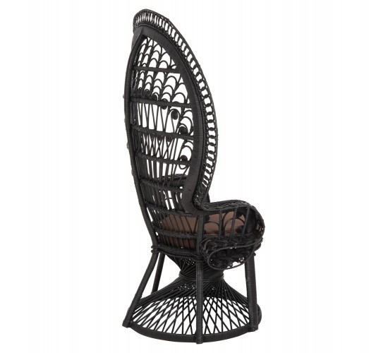 ΠΟΛΥΘΡΟΝΑ ROYAL PEACOCK HM9342.03 RATTAN ΜΑΥΡΟ-ΜΑΞΙΛΑΡΙ ΚΑΦΕ 114x72x150Yεκ.