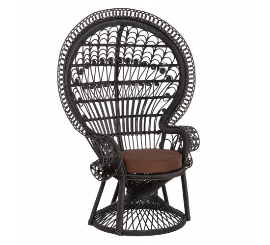 ΠΟΛΥΘΡΟΝΑ ROYAL PEACOCK HM9342.03 RATTAN ΜΑΥΡΟ-ΜΑΞΙΛΑΡΙ ΚΑΦΕ 114x72x150Yεκ.
