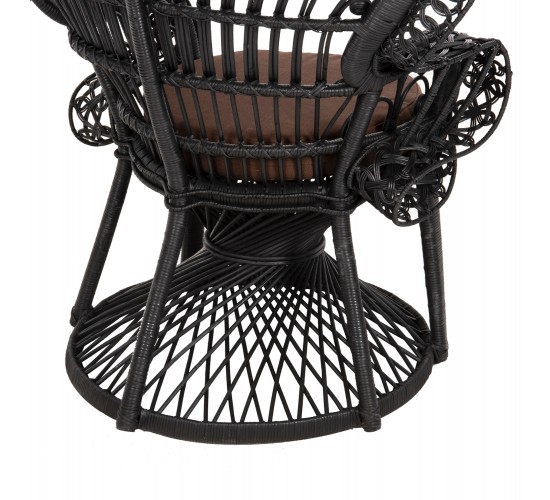 ΠΟΛΥΘΡΟΝΑ ROYAL PEACOCK HM9342.03 RATTAN ΜΑΥΡΟ-ΜΑΞΙΛΑΡΙ ΚΑΦΕ 114x72x150Yεκ.
