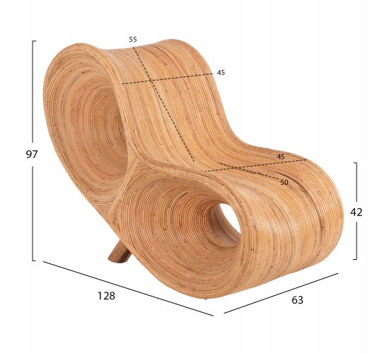 ΠΟΛΥΘΡΟΝΑ CURVY LOUNGE HM9645.01 ΑΠΟ RATTAN ΣΕ ΦΥΣΙΚΗ ΑΠΟΧΡΩΣΗ 63x128x97Y εκ.