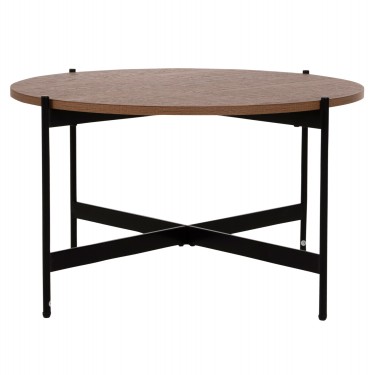 ΤΡΑΠΕΖΙ ΣΑΛΟΝΙΟΥ HM9588.04 MDF ΚΑΡΥΔΙ-ΜΑΥΡΗ ΜΕΤΑΛΛΙΚΗ ΒΑΣΗ Φ80x45Υεκ.