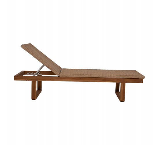 ΞΑΠΛΩΣΤΡΑ PATRON HM5993 TEAK ΞΥΛΟ ΚΑΙ ΣΧΟΙΝΙ VIRO ΣΕ ΠΛΕΞΗ WICKER 191x65x86Yεκ.