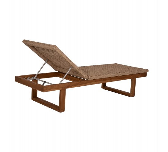 ΞΑΠΛΩΣΤΡΑ PATRON HM5993 TEAK ΞΥΛΟ ΚΑΙ ΣΧΟΙΝΙ VIRO ΣΕ ΠΛΕΞΗ WICKER 191x65x86Yεκ.