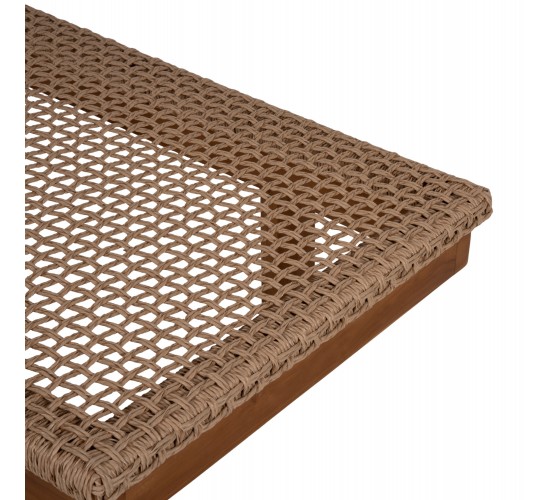 ΞΑΠΛΩΣΤΡΑ PATRON HM5993 TEAK ΞΥΛΟ ΚΑΙ ΣΧΟΙΝΙ VIRO ΣΕ ΠΛΕΞΗ WICKER 191x65x86Yεκ.