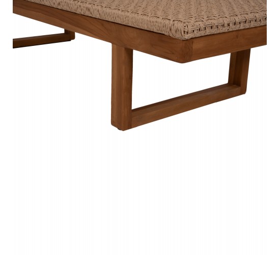 ΞΑΠΛΩΣΤΡΑ PATRON HM5993 TEAK ΞΥΛΟ ΚΑΙ ΣΧΟΙΝΙ VIRO ΣΕ ΠΛΕΞΗ WICKER 191x65x86Yεκ.