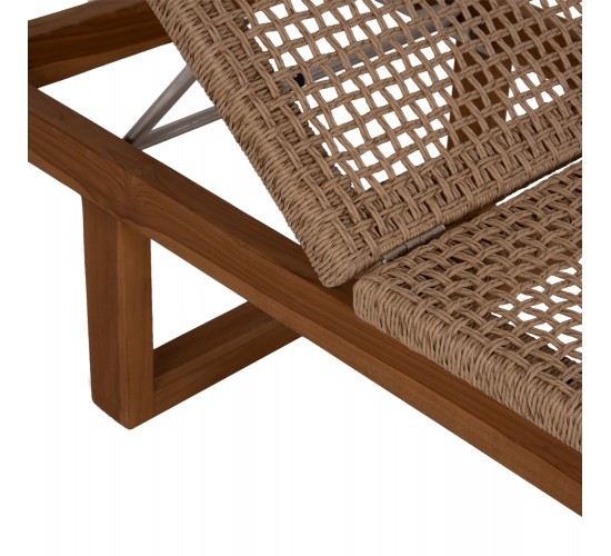 ΞΑΠΛΩΣΤΡΑ PATRON HM5993 TEAK ΞΥΛΟ ΚΑΙ ΣΧΟΙΝΙ VIRO ΣΕ ΠΛΕΞΗ WICKER 191x65x86Yεκ.