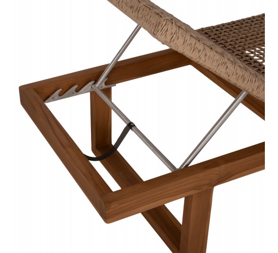 ΞΑΠΛΩΣΤΡΑ PATRON HM5993 TEAK ΞΥΛΟ ΚΑΙ ΣΧΟΙΝΙ VIRO ΣΕ ΠΛΕΞΗ WICKER 191x65x86Yεκ.