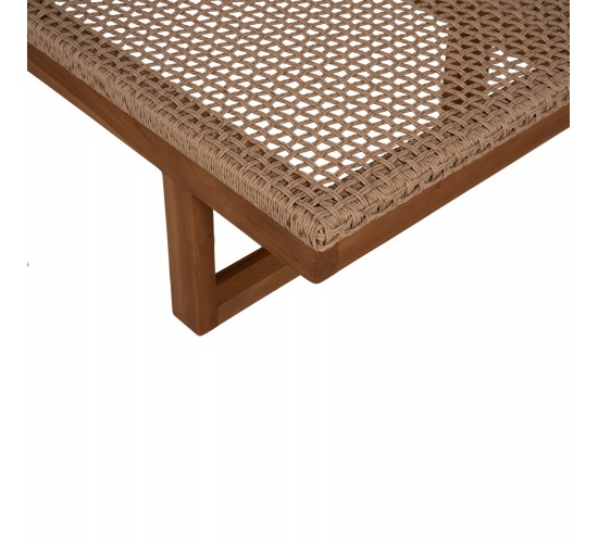ΞΑΠΛΩΣΤΡΑ PATRON HM5993 TEAK ΞΥΛΟ ΚΑΙ ΣΧΟΙΝΙ VIRO ΣΕ ΠΛΕΞΗ WICKER 191x65x86Yεκ.