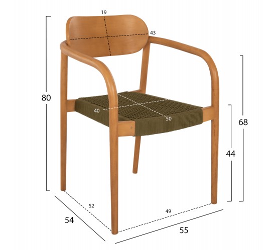 ΠΟΛΥΘΡΟΝΑ OSLO HM9636.05 ΞΥΛΟ TEAK ΦΥΣΙΚΟ & ΠΡΑΣΙΝΟ ΣΧΟΙΝΙ 55x54x80Yεκ.
