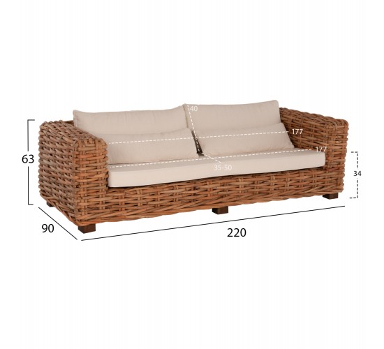 ΣΕΤ ΣΑΛΟΝΙ ΕΞ.ΧΩΡΟΥ TROPEL HM9656 4ΤΜΧ ΦΥΣΙΚΟ RATTAN-ΞΥΛΟ ΜΑΟΝΙ-ΛΕΥΚΑ ΜΑΞΙΛΑΡΙΑ