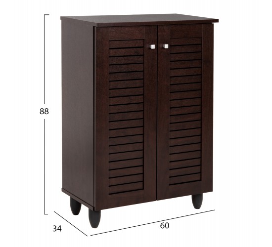 ΠΑΠΟΥΤΣΟΘΗΚΗ-ΝΤΟΥΛΑΠΑ PROLLY HM9608.01 ΜΕΛΑΜΙΝΗ WENGE-2ΠΟΡΤΕΣ-4ΡΑΦΙΑ 60x34x88Υεκ.