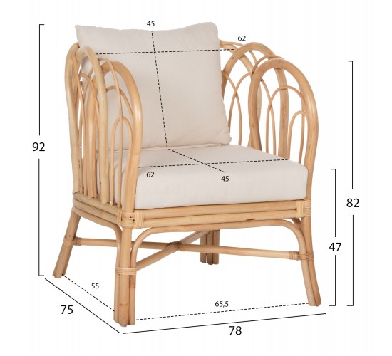 ΠΟΛΥΘΡΟΝΑ ESTOR HM9817 RATTAN ΣΕ ΦΥΣΙΚΟ-ΛΕΥΚΟ ΜΑΞΙΛΑΡΙ 78x75x92Υ εκ.
