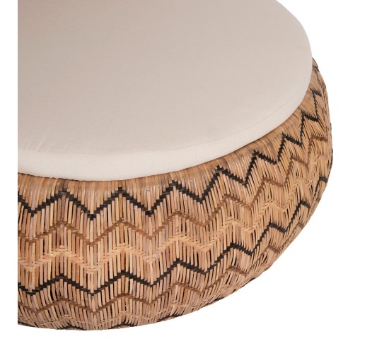 ΠΟΛΥΘΡΟΝΑ ΣΤΡΟΓΓΥΛΗ LADLON HM5992 RATTAN ΦΥΣΙΚΟ-ΕΚΡΟΥ ΜΑΞΙΛΑΡΙ 97x97x76Υεκ.