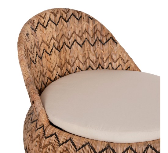 ΠΟΛΥΘΡΟΝΑ ΣΤΡΟΓΓΥΛΗ LADLON HM5992 RATTAN ΦΥΣΙΚΟ-ΕΚΡΟΥ ΜΑΞΙΛΑΡΙ 97x97x76Υεκ.