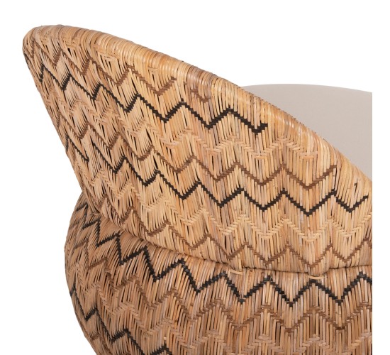 ΠΟΛΥΘΡΟΝΑ ΣΤΡΟΓΓΥΛΗ LADLON HM5992 RATTAN ΦΥΣΙΚΟ-ΕΚΡΟΥ ΜΑΞΙΛΑΡΙ 97x97x76Υεκ.
