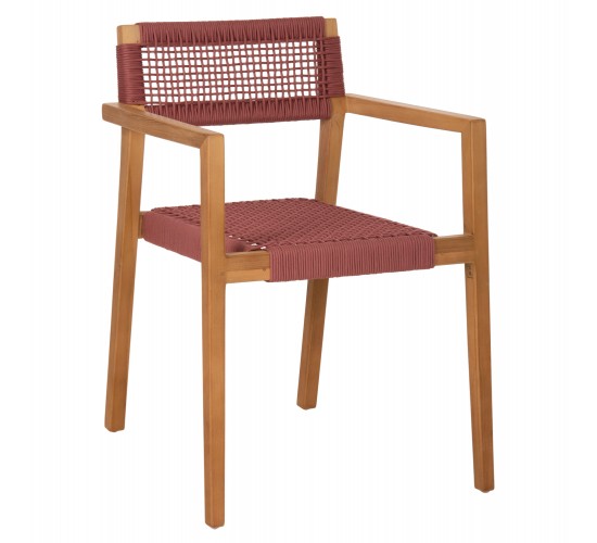ΠΟΛΥΘΡΟΝΑ CHARLOTTE HM9637.06 ΞΥΛΟ TEAK ΦΥΣΙΚΟ & ΡΟΖ ΣΧΟΙΝΙ 59x54x83Y εκ.