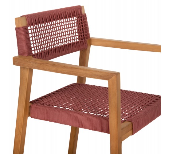 ΠΟΛΥΘΡΟΝΑ CHARLOTTE HM9637.06 ΞΥΛΟ TEAK ΦΥΣΙΚΟ & ΡΟΖ ΣΧΟΙΝΙ 59x54x83Y εκ.