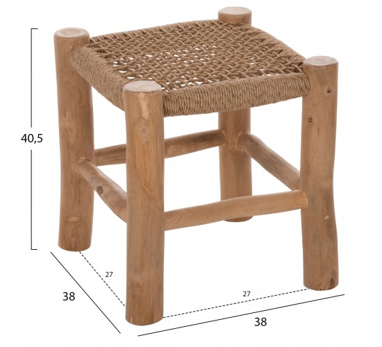 ΣΚΑΜΠΟ LONDER HM5987 ΞΥΛΟ ΤΕΑΚ ΚΑΙ ΣΥΝΘΕΤΙΚΟ RATTAN ΣΕ ΦΥΣΙΚΟ 38x38x40,5Υεκ.