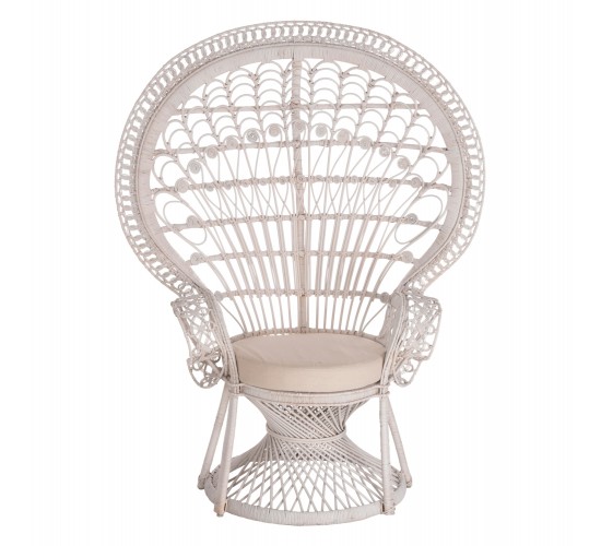 ΠΟΛΥΘΡΟΝΑ ROYAL PEACOCK HM9342.02 RATTAN ΣΕ ΛΕΥΚΟ-ΜΑΞΙΛΑΡΙ ΛΕΥΚΟ 114x72x150Yεκ.